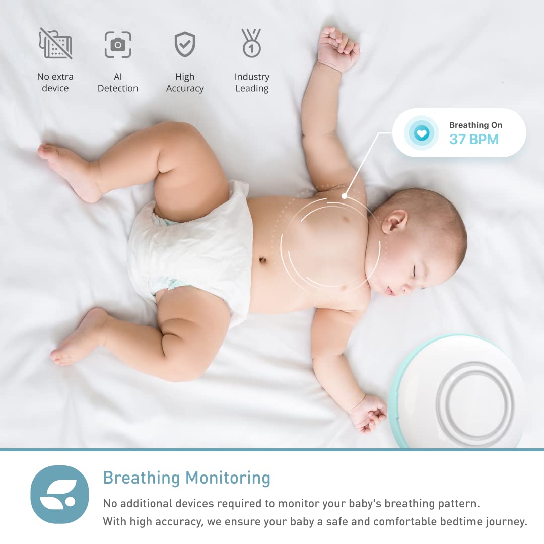 Lollipop Smart WiFi Baby Monitor (Turquoise) Bundle with Lollipop Silicone Baby Bib- Camera with Breathing Detection and Sleep Tracking. Baby Bib with Pouch - Waterproof, Soft, Unisex, Non-Messy Bib