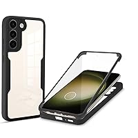 Case Compatible for Samsung A32 4G, 360° Full Body Protection Military-Grade Shockproof TPU Phone Cover with Screen Protector - Black