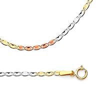 Solid 14k Yellow White Rose Gold Necklace Mariner Chain Anchor Diamond Cut Tri Color 1.6 mm 22 inch
