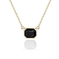 Lourny Birthstone Polygonal Crystal Pendant Necklaces, 14K Gold Plated Hypoallergenic Dainty Chain Necklace Jewelry Gifts for Women