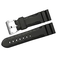24mm Black Repalcement Rubber Watch Strap Band