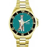 Beige Whippet Dog Mens Wrist Watch 42mm Case Custom Design