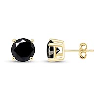 (0.04 CT- 0.25 CT) Round Black Natural Diamond Friction Back Stud Earrings For Womens And Mens In 14k Gold 0.04 Cttw - 0.25 Cttw