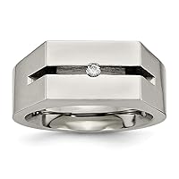 Titanium Polished Engravable with Diamond Ring Jewelry Gifts for Women - Ring Size Options: 10.5 12.5 7.5 8.5 9