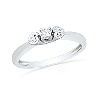 10KT White Gold Round Diamond Heart Promise Ring (1/10 cttw)