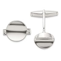 925 Sterling Silver Polished Round Concave Cuff Links Measures 13.2x13mm Wide Jewelry for Men