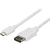 StarTech 6 ft (1.8 m) USB-C to DisplayPort Cable - USB Type-C to DP Video Adapter Cable - 4K 60Hz - White
