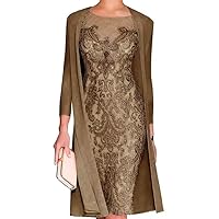 Chiffon Mother of The Bride Dresses with Jackets Long Sleeves Lace Formal Evening Dress MT001
