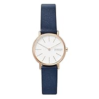 Skagen Watch for Women Signatur Lille, Two Hand Movement, 30 mm Rose Gold Stainless Steel Case with a Leather Strap, SKW2838