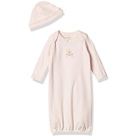 Little Me Baby Girls' 100% Cotton 2-Piece Nightgown and Cap Set