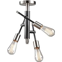 Artcraft Lighting AC11251NB Transitional Three Light Semi Flush Mount from Truro Collection in Pewter, Nickel, Silver Finish, 9.00 inches, 13.25x9.00x9.00
