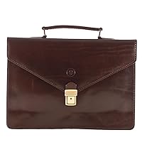 Maxwell Scott - Luxury Leather Slim Small Briefcase - 1 Section with Shoulder Strap and Key Lock - The Lorenzo