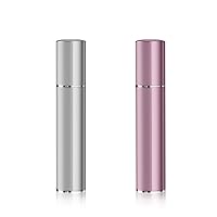 2Pcs 8ml mini perfume travel refillable atomizer cologne sprayer bottle perfume sampler travel essentials for women (Silver & Pink)