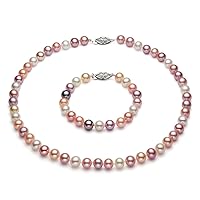 14k Gold Multicolor Freshwater Cultured Pearl Set AAA Quality