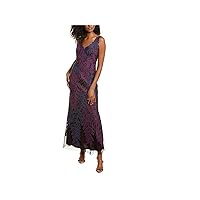 JS Collections Womens Purple Zippered Lace Soutache Embroidered Sleeveless V Neck Maxi Formal Gown Dress 6