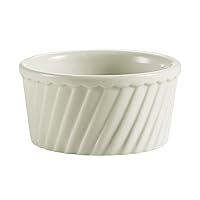 CAC China Accessories 4-1/2-Feet by 2-1/8-Inch 12-Ounce Bone White Porcelain Round Fluted Soufflé Bowl, Box of 36