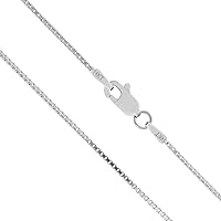 Honolulu Jewelry 14K Real Solid White Gold 0.5mm or 1mm Box Chain Necklace, 16