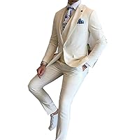 3 Pcs Men Suits One Button Peak Lapel Prom Grooms Wedding Tuxedo Business Suits