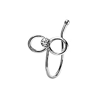 Infinity Symbol Sterling Silver Clear CZ Illusion Faux Nose Lip Bone Clip-on Ring