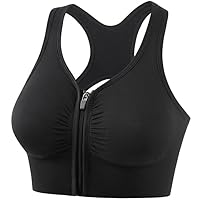 1-3 Pack Women's Zip Front Yoga Bra, High Impact Sports Stretch Bras for Women, Padded Workout Racerback Fold Elegant Bras