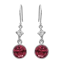 0.75 CT Solitaire Hook Dangle Earrings 925 Sterling Silver Rhodium Plated Handmade Jewelry Gift for Women