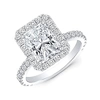 1.60 CT Radiant Cut Created Diamond Solitaire Engagement Ring 14k White Gold Finish