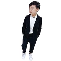 Boys' 2-Piece Double Breasted Buttons Suit Customizable Jacket and Trousers for Casual Daily