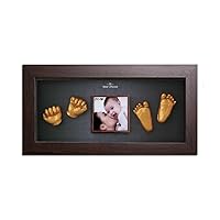 Momspresent baby hand print and foot print deluxe Casting kit with Brown Frame10