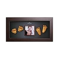 MomsPresent PW-10-At-the-Modern 3D Printed DIY Kit with Baby Handprint, Footprint, WALNUT FRAME