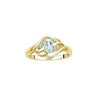 Rylos Ring featuring Classic Style, 6X4MM Birthstone Gemstone, & Diamonds - Elegant Jewelry for Women in Yellow Gold Plated Silver, Sizes 5-10