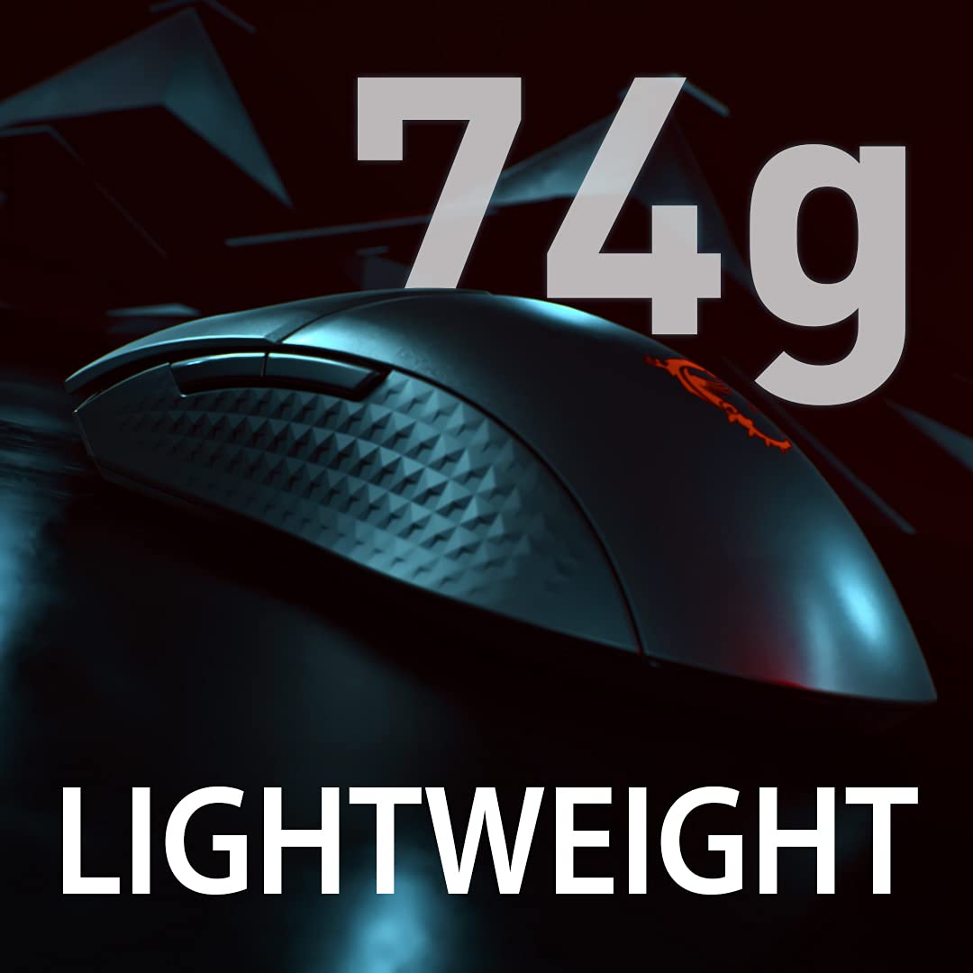 MSI Clutch GM41 Lightweight Wireless Gaming Mouse & Charging Dock, 20,000 DPI, 60M Omron Switches, Fast-Charging 80Hr Battery, RGB Mystic Light, 6 Programmable Buttons, PC/Mac