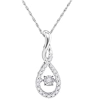 The Diamond Deal 10kt White Gold Womens Round Diamond Solitaire Moving Twinkle Teardrop Pendant 1/4 Cttw