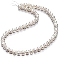 Adabele 5 Strands Real Natural AA Grade Potato Round White Cultured Freshwater Pearl Loose Beads 8-9mm for Jewelry Making (70 Inch Total) fp1-89