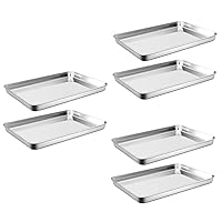BESTOYARD 6 Pcs Baking Tray Turkey Roaster Oven Baking Bacon Plate for Oven Pallet Bacon Cooker Pan Round Crackers Pie Pan Round Cake Pan Grill Tray Cooking Ceramic Plate Stainless Steel