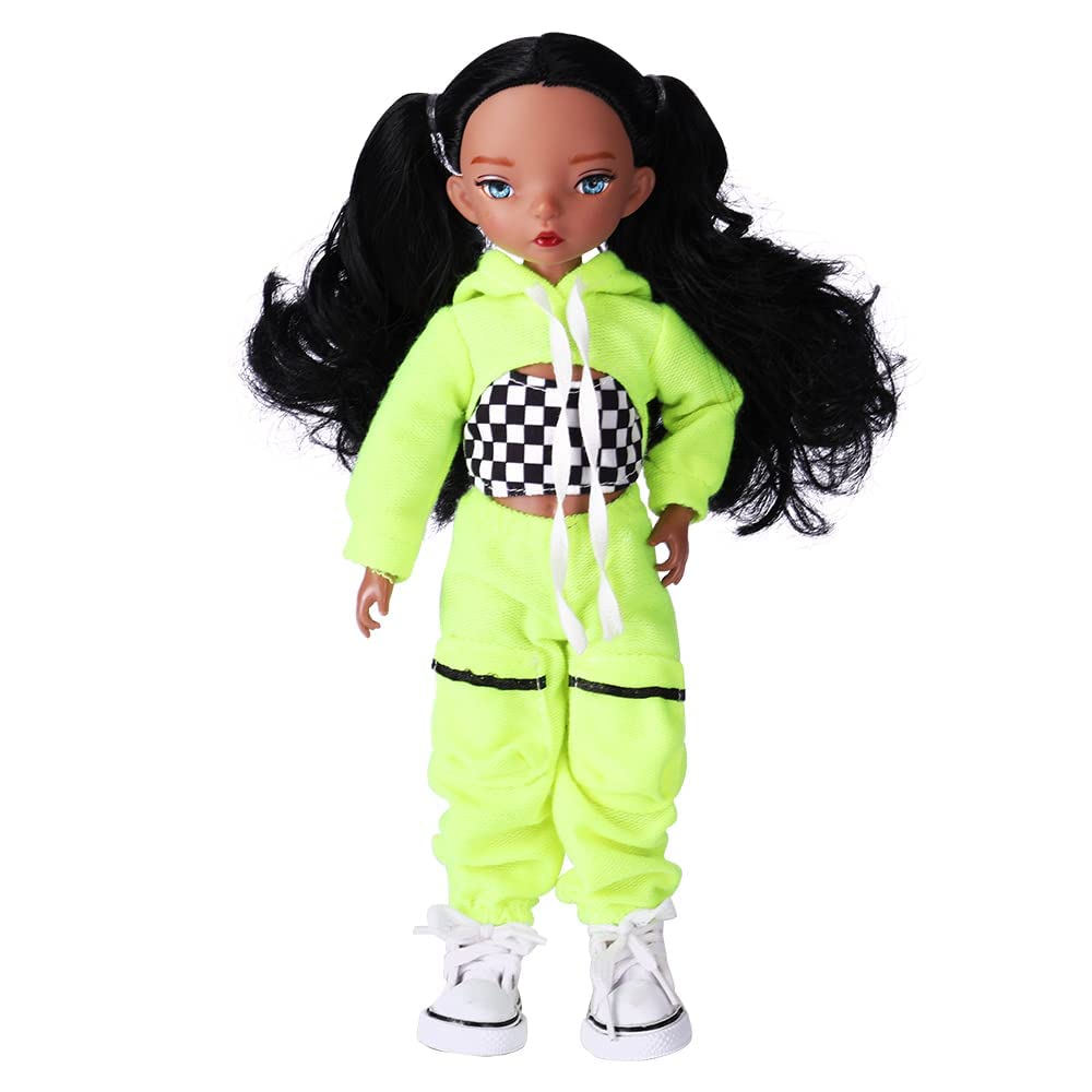 QUEBAN Doll by Jesui-Poseable Fashion Doll with Fluorescent Clothes and Having Ponytails,A Pair of Designer Recommended Changeable Hand,Great Gift for Kids 6-12 Years Old and Collectors-11 ?in