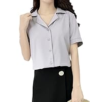 Summer Blouses Fashion Short Sleeve V Neck Casual Office White Shirt Tops