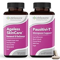 Pausitivi-T with Ageless Skincare - Menopause Support Supplement - Relief for Hot Flashes, Hormone Imbalance & Night Sweats - Nourishes Tissue - Sage, Chasteberry, Soy Isoflavones & Black Cohosh