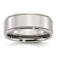 The Black Bow 8mm Stainless Steel Polished Ridged Edge Comfort Fit Band