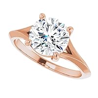 Engagement Ring with Twisted Vine Design, 14k Rose Gold, 2 CT Diamond Simulate, Petite Fit