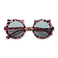 ShadyVEU Girls Round Kitty Cat Ears Cheetah Leopard Colorful Kids Toddler Ages 2-7 yr. Sunglasses