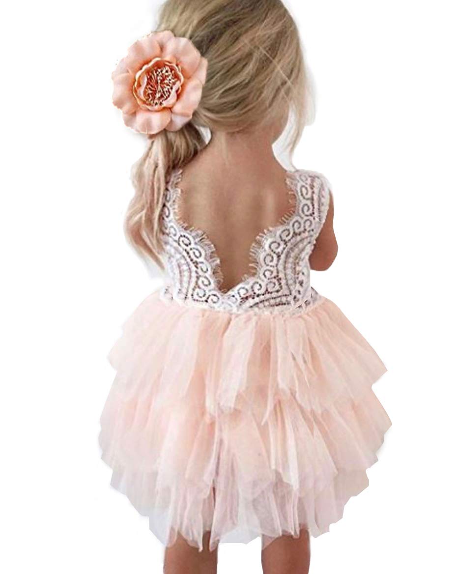 Topmaker Backless A-line Lace Back Flower Girl Dress