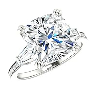 Moissanite Diamond Engagement Ring, 6ct Colorless VVS1 Clarity, 14K White Gold