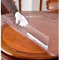 Round Clear Plastic Transparent Tablecloth Protector Water Proof Heavy Duty Easy Clean, Kitchen Dinning Table, Family Gathering Party (Odorless,59 inch Diameter)