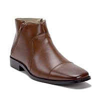 Jazamé Men's 49904 Leather Lined Double Zip Cap Toe Dress Bootie Ankle Boots