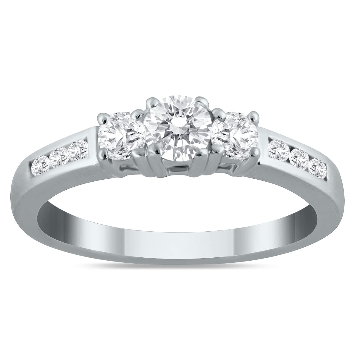 Diamond Three Stone Ring Available in 10K White Gold (1/2ctw - 1 1/2ctw)