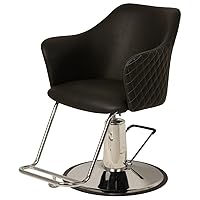 Buy-Rite Olivia Professional Styling Chair for Salons and Barbers, Diamond Stitch Pattern, Extra Wide Seat, Stainless Steel Base, Hydraulic Pump, YLG-271 (Black)
