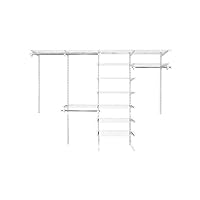 Rubbermaid Configurations Custom Closet Kit, 6-10 Ft. Adjustable Metal Wire Shelving, White Finish, Expandable Organization System, Hardware Included, for Home Closet/Pantry/Laundry/Mudroom