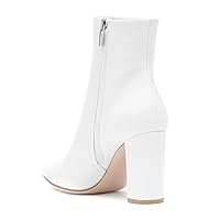 LEHOOR Women Fashion Chunky Block Heel Pointed Toe Ankle Booties Classic Side Zipper Short Boots 4-11 M US