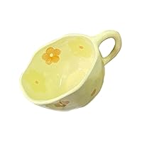 Exquisite Milk Tea Cup Handmade Mug Intricate Flower Pattern Breakfast Mug Ceramic Kitchen Supplies Ceramic Material Milk Cup