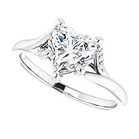 Mois 1 CT Heart Cut Colorless Moissanite Engagement Ring Wedding/Bridal Ring, Diamond Ring, Anniversary Solitaire Accented Promise Vintage Antique 925 Sterling Silver Perfect Ring for Wife